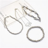 B-0939 2 Style 4Pcs/Set Silver Simple Pineapple Leaf Love Bangle Bracelet For Women