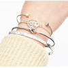 B-0942 4Pcs/Set Silver Simple Pineapple Tree Tassel Bangle Bracelet For Women