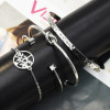 B-0942 4Pcs/Set Silver Simple Pineapple Tree Tassel Bangle Bracelet For Women