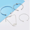 B-0942 4Pcs/Set Silver Simple Pineapple Tree Tassel Bangle Bracelet For Women