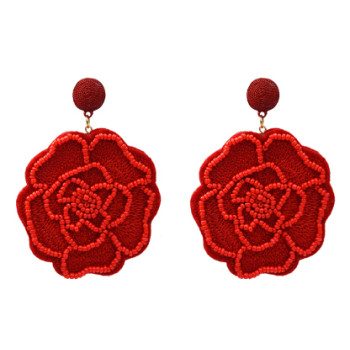 E-5183  6 Colors Handmade Resin Beads Rope Woven Flower Drop Earrings for Women Party Jewelry Gift