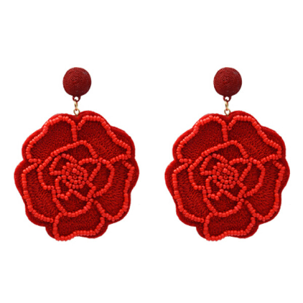 E-5183  6 Colors Handmade Resin Beads Rope Woven Flower Drop Earrings for Women Party Jewelry Gift