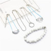 B-0943  Fashion 5 Pce/ Set Alloy Silver Thin Chain Beads Simple Bracelet Ladies Jewelry.