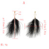 E-5184  Korea style gold plated alloy vintage pearl drop white feather dangling earrings