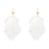 E-5184  Korea style gold plated alloy vintage pearl drop white feather dangling earrings
