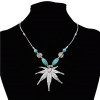 N-7190  Fashion  Bohemian Vintage Silver Turquoise Embellish  Fower Leaves  Necklace Earrings For Women Jewelry
