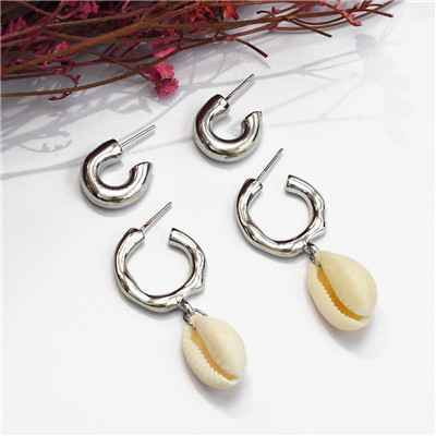 E-5188  2 Colors Circles Hoop Shell Earrings For Women Bijoux Jewelry