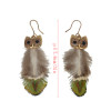 E-4114 Ethnic Owl Feather Drop Earrings for Women Boho Party Jewelry Gift