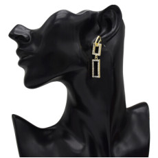 E-5189  New Fashion Gold Geometric Shape Metal Rectangle Rhinestone Drop Earring for Women Bridal Wedding Party Jewelry