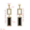E-5189  New Fashion Gold Geometric Shape Metal Rectangle Rhinestone Drop Earring for Women Bridal Wedding Party Jewelry