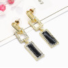 E-5189  New Fashion Gold Geometric Shape Metal Rectangle Rhinestone Drop Earring for Women Bridal Wedding Party Jewelry