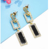 E-5189  New Fashion Gold Geometric Shape Metal Rectangle Rhinestone Drop Earring for Women Bridal Wedding Party Jewelry