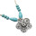 N-7193 Vintage Silver Turquoise Embellish Fower Leaves Necklace Bohemian For Women Jewelry