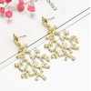 E-5193  Vintage Silver Gold Metal Leaf Shape Drop Earrings for Women Boho Wedding Party Jewelry Gift