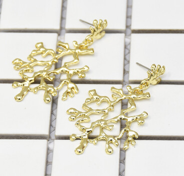 E-5193  Vintage Silver Gold Metal Leaf Shape Drop Earrings for Women Boho Wedding Party Jewelry Gift