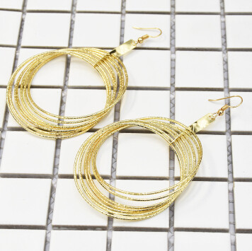 E-5195  Fashion Silver Gold Metal Circle Drop Earrings for Women Boho Wedding Party Jewelry
