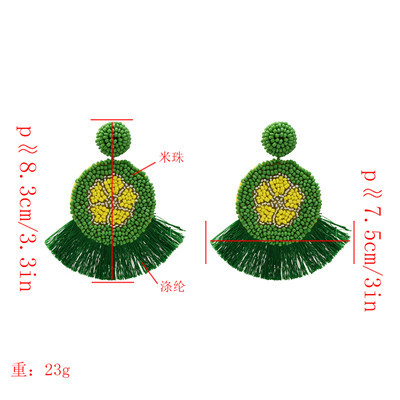 E-5201  4 Colors Bohemian Beads Round Large Earrings For Woman