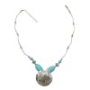 N-7196  Vintage Silver Turquoise Leaf Fower Pendant Necklace Bohemian For Women Jewelry