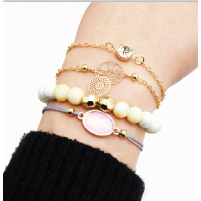 B-0945  2 Styles Bohemian Acrylic Beads Strand Bracelets Sets for Women Jewelry Party Gifts