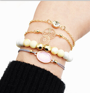 B-0945  2 Styles Bohemian Acrylic Beads Strand Bracelets Sets for Women Jewelry Party Gifts