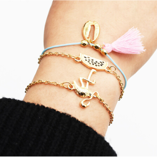 B-0946  Multilayers Shell Birds Heart Shape Fringe Tassl Bracelet & Bangle Sets for Women Boho Party Jewelry Gift