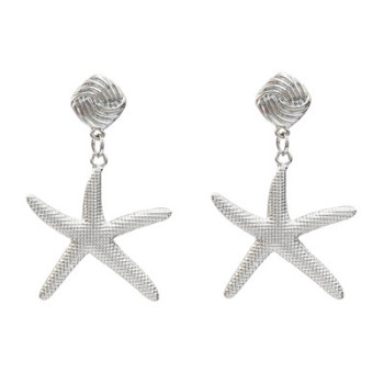 E-5203  New Fashion Star shape Silver Gold Metal Carved  Drop Earrings for Women  Party Jewelry