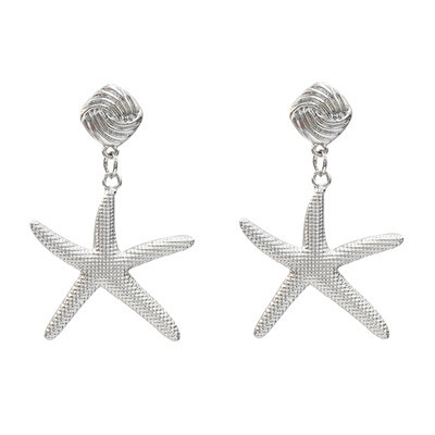 E-5203  New Fashion Star shape Silver Gold Metal Carved  Drop Earrings for Women  Party Jewelry