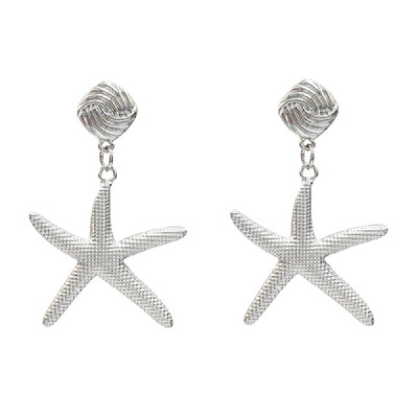 E-5203  New Fashion Star shape Silver Gold Metal Carved  Drop Earrings for Women  Party Jewelry