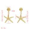 E-5203  New Fashion Star shape Silver Gold Metal Carved  Drop Earrings for Women  Party Jewelry