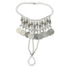 B-0950  Vintage Silver Metal Festival Coin Tassel Bracelets for Women Bohemian Gypsy Tribal Beach Jewelry