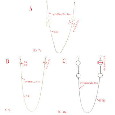 E-5211  3 Styles Chain One-Piece Long Earrings For Woman Jewelry Design