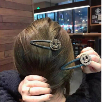 F-0614  2 Styles Cute Girl Leopard Printed Hairpins Smile Face Hair Clip Hairgrips Party Hair Jewelry
