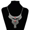 N-7197  Vintage Silver Metal Blue Red Stone Necklaces for Women Wedding Party Gypsy Jewelry Gift