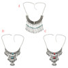 N-7197  Vintage Silver Metal Blue Red Stone Necklaces for Women Wedding Party Gypsy Jewelry Gift