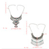 N-7197  Vintage Silver Metal Blue Red Stone Necklaces for Women Wedding Party Gypsy Jewelry Gift