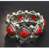 B-0952  4 Colors Vintage Silver Metal Turquoise Acrylic Beads Bracelets for Women Bohemian Party Jewelry