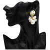 E-5218  Fashion Trendy Gold Statement Long Dangle Pearl Earrings Elegant Wedding Earrings