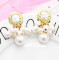 E-5218  Fashion Trendy Gold Statement Long Dangle Pearl Earrings Elegant Wedding Earrings