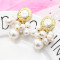 E-5218  Fashion Trendy Gold Statement Long Dangle Pearl Earrings Elegant Wedding Earrings