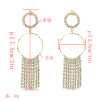 E-5219  Fashion Gold Metal Full Rhinestone Long Tassel Drop Earrings for Women Bridal Wedding Jewelry