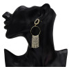 E-5219  Fashion Gold Metal Full Rhinestone Long Tassel Drop Earrings for Women Bridal Wedding Jewelry
