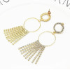 E-5219  Fashion Gold Metal Full Rhinestone Long Tassel Drop Earrings for Women Bridal Wedding Jewelry