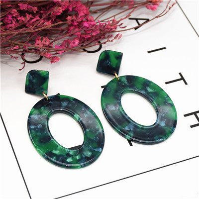 E-5224  4 Colors Acrylic Drop Dangle Oval Shape Amber Pattern Earrings For Women Jewerly