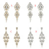 E-5227  Fashion Silver Gold Metal Rhinestone Pearl Statement Drop Earrings for Women Bridal Wedding Party Jewelry
