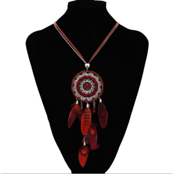 N-7199  Ethnic Boho Handmade Round Tassel Pendant Necklace For Women Party Jewelry