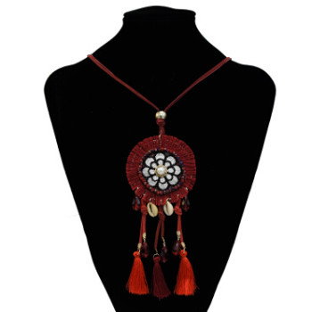 N-7200  Ethnic Pearl Shell Pendant Thread Tassel Necklaces for Women Boho Festival Party Jewelry