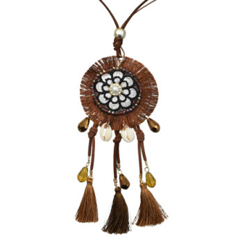 N-7200  Ethnic Pearl Shell Pendant Thread Tassel Necklaces for Women Boho Festival Party Jewelry