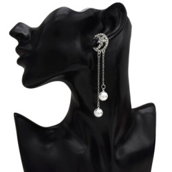 E-5223  Fashion Gold Metal Full Rhinestone Long Tassel Drop Earrings for Women Bridal Wedding Jewelry