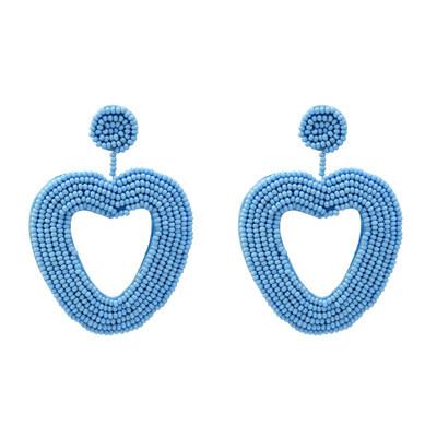 E-5236  6Colors beads Dangle Heart Shape  Cute Earrings For Women Jewerly