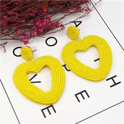 E-5236  6Colors beads Dangle Heart Shape  Cute Earrings For Women Jewerly
